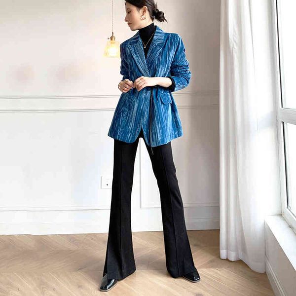 

women's suits & blazers [eam] women blue velvet big size blazer notched long sleeve loose fit jacket fashion spring autumn 2022 1dd5529, White;black
