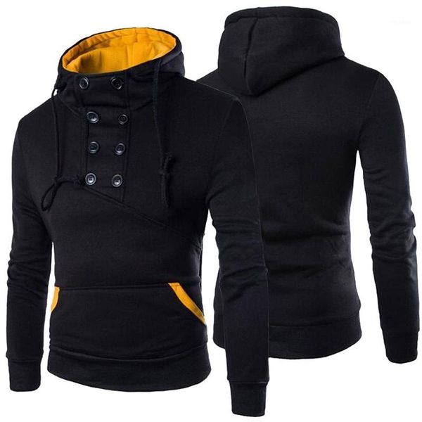 

autumn new men hoodies sweatshirts casual solid long sleeve hoodie men slim fit pullovers sweatshirt plus size hoody streetwear1, Black