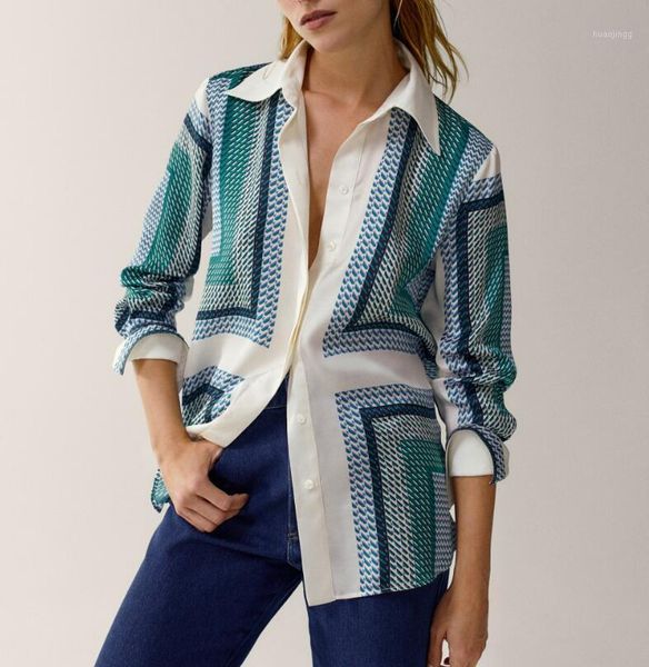 

women shirt 2020 autumn new fine pattern printed ladies shirt long sleeve, White