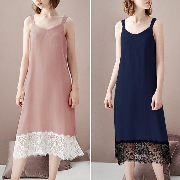 

women's sleepwear zanzea women nightdress lace v-neck sleeveless nightie nightgown solid spaghetti strap home dress plus size 5xl, Black;red