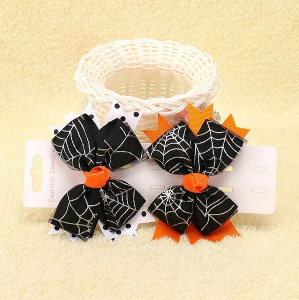 

hair accessories 25pcs/lot spiderweb halloween bow, Slivery;white