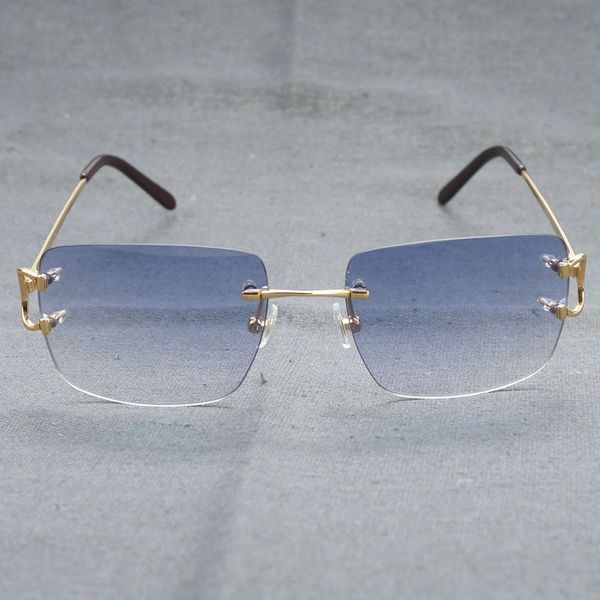 2021 Vintage Oversize Rimless Sunglasses Men Women's Fashion Eyewear for Driving Party Decoration Sun Glasses Frame
