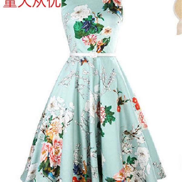 

one line collar peony chinese style swing dress belt, Black;gray