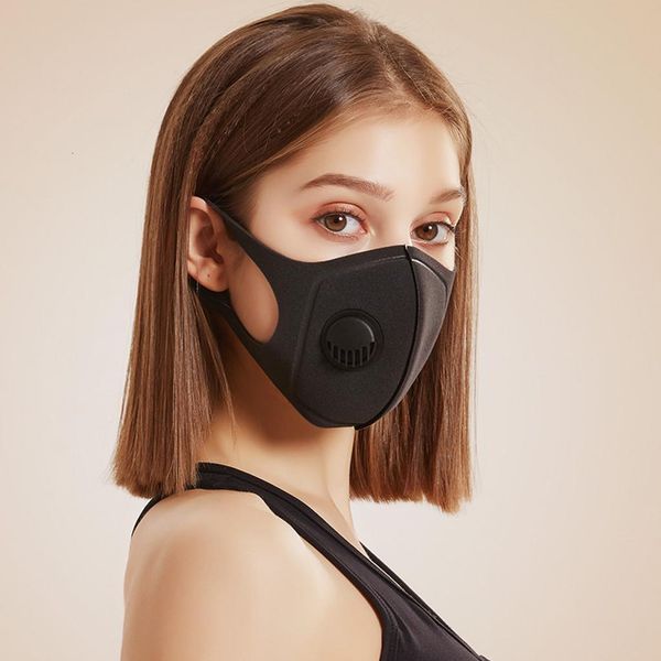 

sponge high black washable reusable facemask with valve fashion face mask anti pollution filter