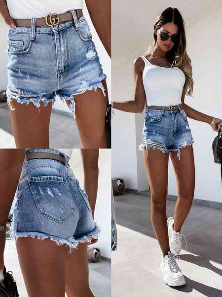 

womens shorts jeans woman summer bodycon ripped tassel high waist denim shorts for women short femme womens clothing ladie, Blue
