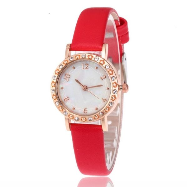 

digital 2019 new diamond women's watch shell leather watch with quartz decoration, Slivery;brown