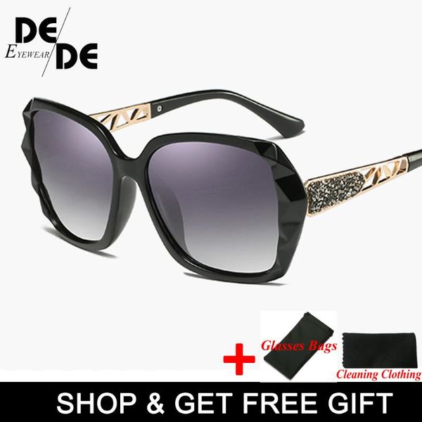 

sunglasses fashion women polarized brand diamond frame goggles mirror lens hollow legs driving uv400 d152, White;black