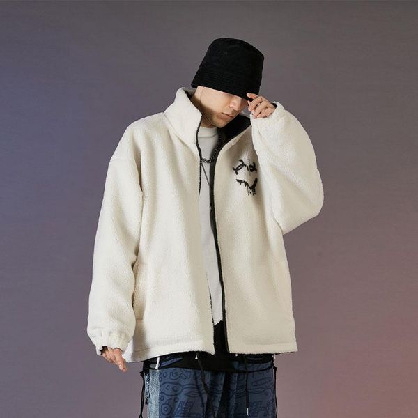 

men's vests lapel coat front back sides can both wear jacket wool thicken warm autumn winter trench fashion two zippers, Black;white