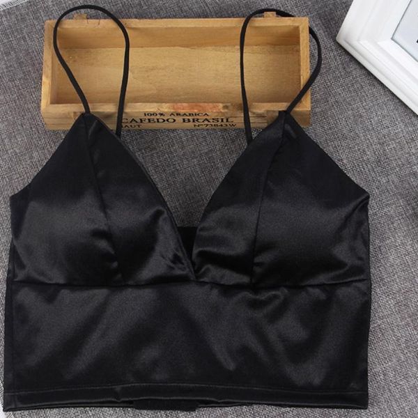 

women strap solid bikini crop tank underwear bralette wirebra k4ub1, Black;white