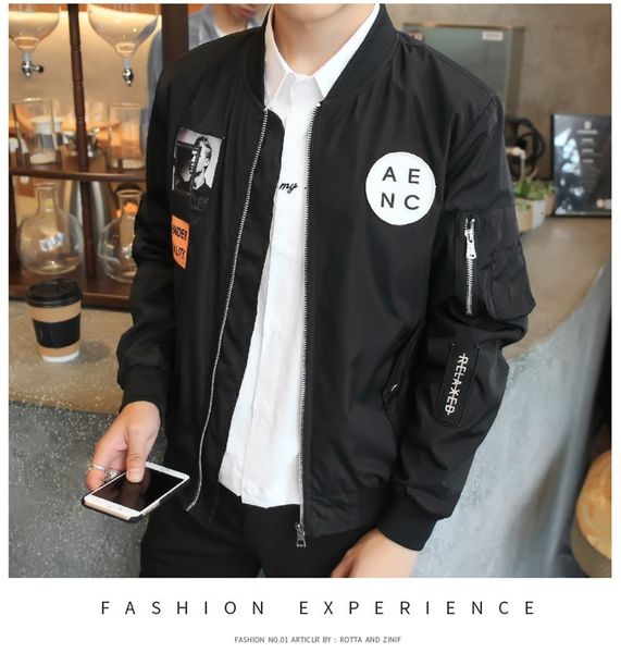 

fashion- bomber jacket hip hop patch designs slim fit pilot bomber jacket coat men jackets plus size 4xl, Black;brown