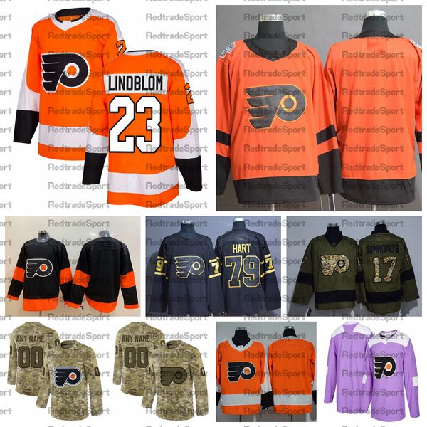 

2021 customize 23 oskar lindblom philadelphia flyers jerseys golden edition camo veterans day fights cancer custom stitched hockey jerseys, Black;red