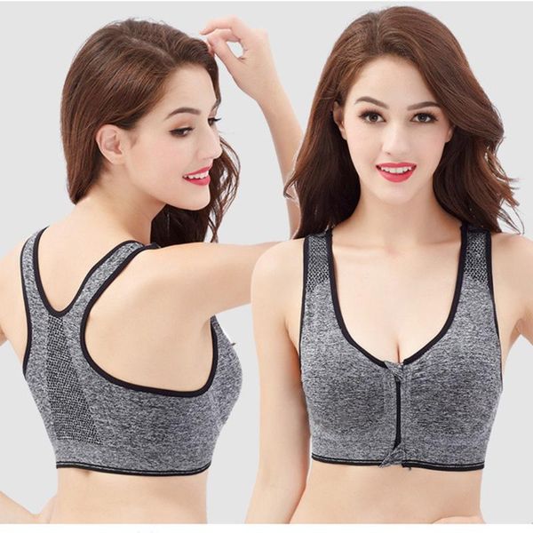 

women zipper push up sports bras vest underwear shockproof breathable gym fitness athletic running yoga bh sport #j3s, White;black