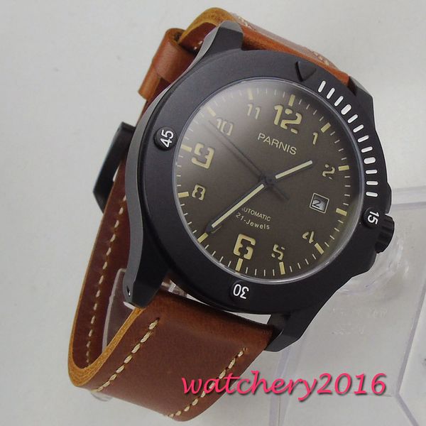 

fashion men sapphire crystal stainless steel analog automatic wrist watch luminous men's miyota male watches luxury hour, Slivery;brown