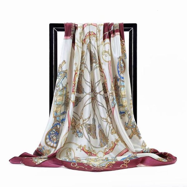 

women silk beach cover-ups big square scarf spring autumn female genuine silk scarves printed summer shawls df03, Blue;gray