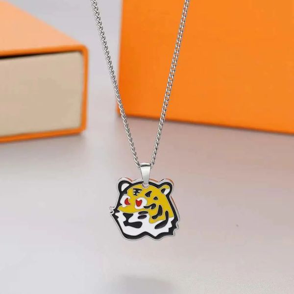 

tiger head women necklace men's simple fashion sweater chain, Silver