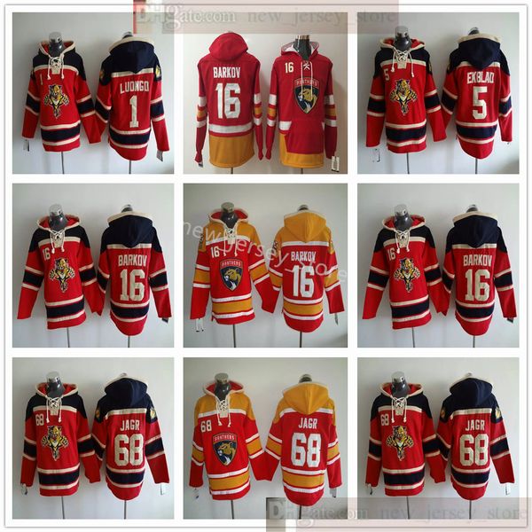 

florida panthers ice hockey hoodies jerseys 68 jaromir jagr 16 aleksander barkov 5 aaron ekblad 1 roberto luongo hoodies red black yellow