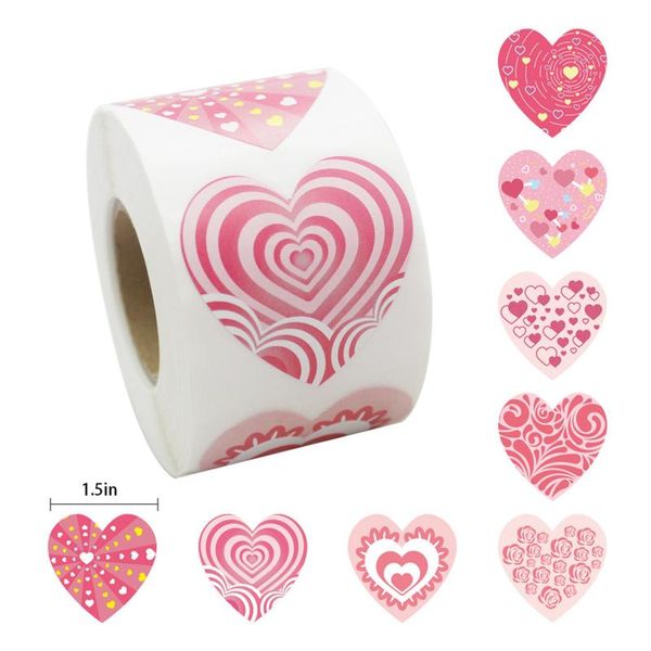 

gift wrap brand 500pcs/ 8 pattern pvc stickers heart print envelope decorative paper sealing tools for box valentine decor