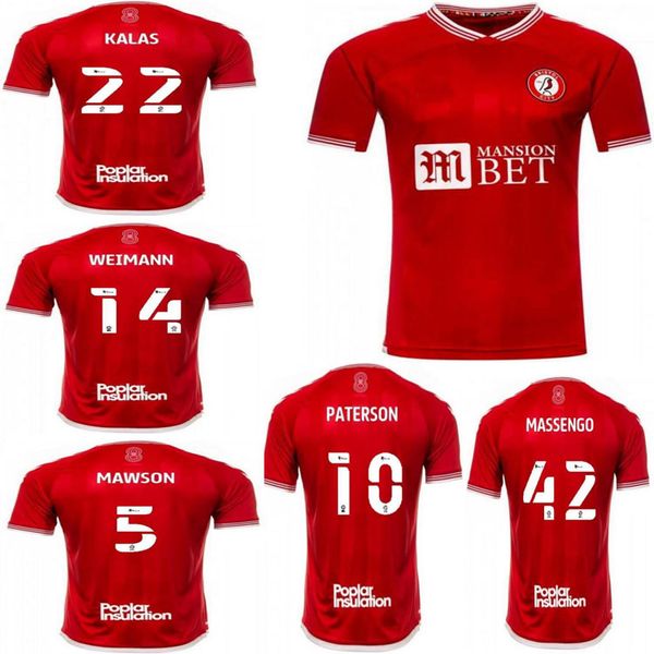 

20 21 bristol city football jersey fc home red away blue robbins paterson wells weimann camisetas defútbol football jersey, Black;yellow