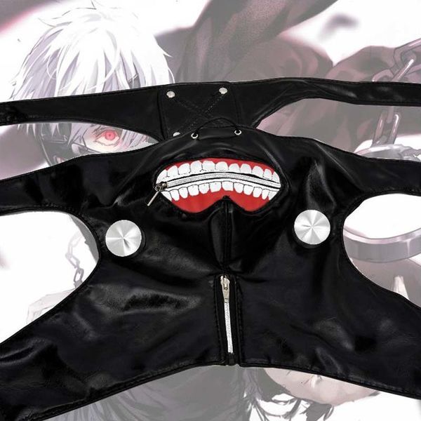 

factoryqf61masks new ghoul tokyo sale adjustable cosplay zipper faux pu leather party mask ing