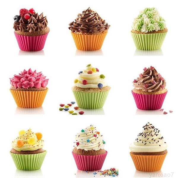 

mold muffin cupcake baking moulds multi colors nonstick heat resistant reusable silicone cake molds