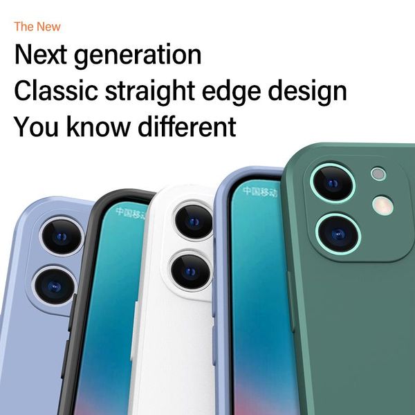 

ультратонкий жидкий силикон all-inclusive camera camera case для iphone 12 11 pro max xs xr x 8 7 плюс милый прямой квадрат jllzxc