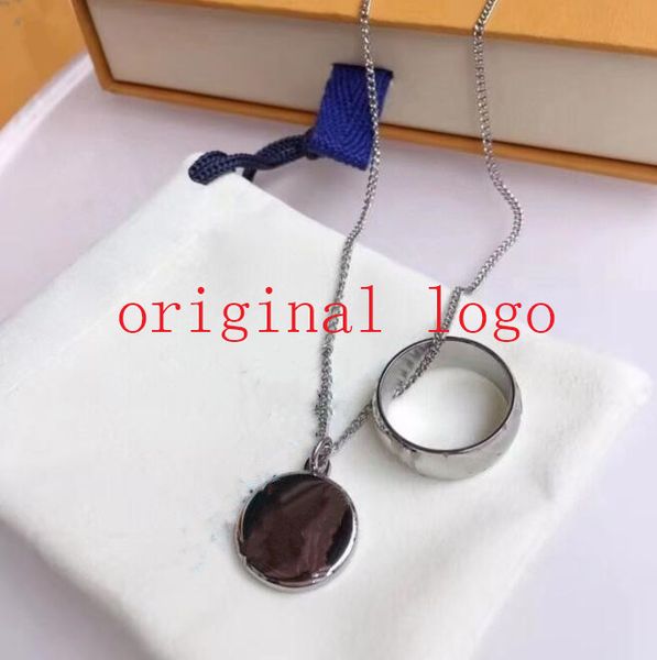 

europe america designer necklace jewelry sets women lady titanium steel 18k plated gold earrings necklaces sets with g letter heart pendant, Silver