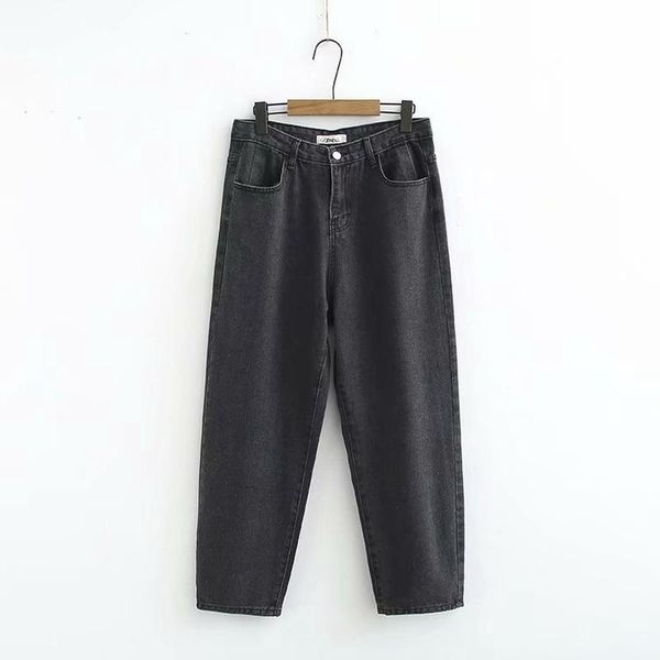 

women's jeans plus size black straight casual long denim pants, Blue