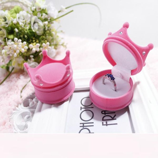 

gift wrap wery organizer box rings/earrings storage small diy craft display case package wedding crown shaped princess velvet wh