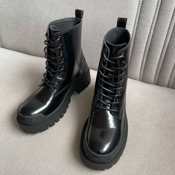 

biker для женщин 2020 зимняя мода пряжки для пальцев круглая нога натуральные кожаные ботинки yf3u, Black