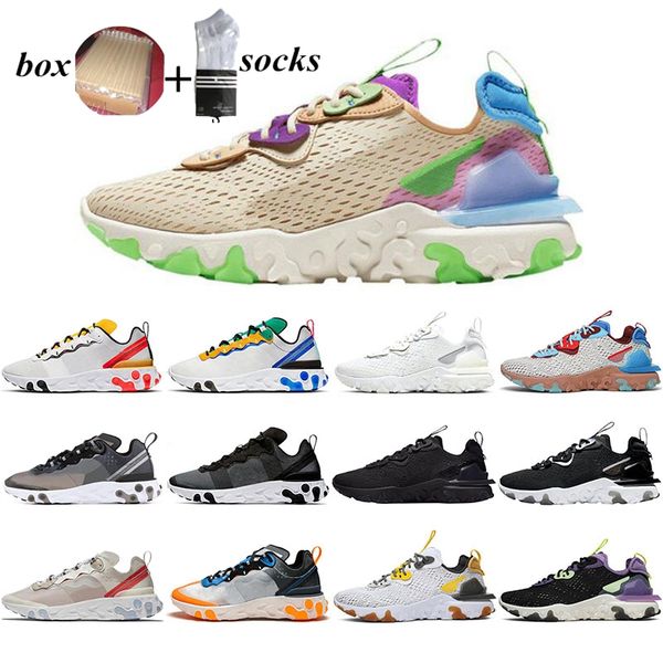 

with box 87 55 react element running shoes anthracite lemon venom pastel hues triple black breathable men trainers sports womens sneakers