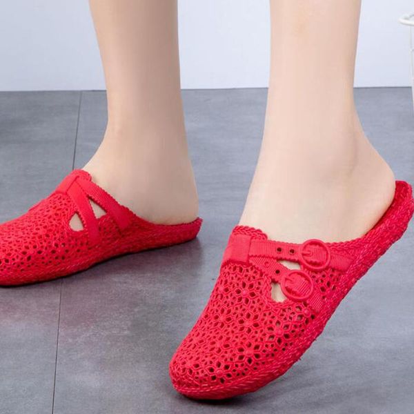 

fashion hollow summer women slippers soft bottom hole female slipper solid beach slippers comfy women outdoor, Black
