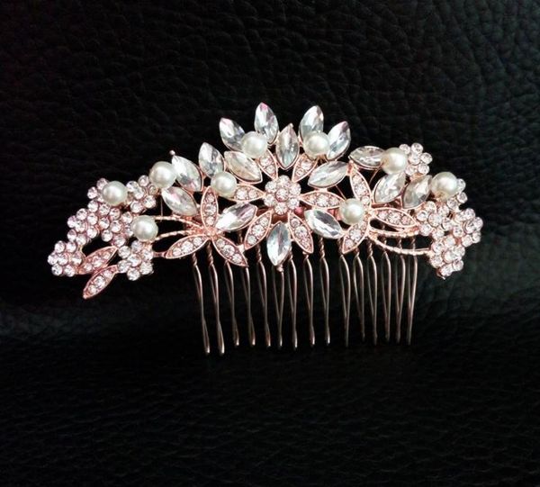 

2021 new silver plated crystal pearl comb bridal wedding crown gorgeous bridal headwear wedding pageant party ee9001, Golden;silver