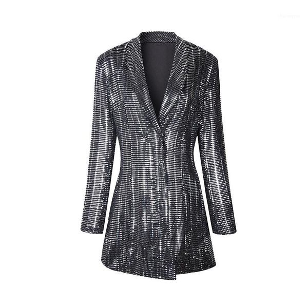 

perhaps u black sequined suit blazers turn down collar suit women mini short long sleeve autumn winter runway bling d07581, White;black