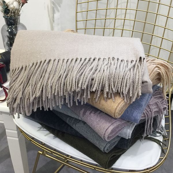 

new european american cashmere in autumn and winter of 2020,lamb wool scarf thickened warm shawl, Blue;gray