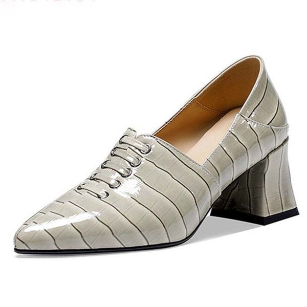 

morazora 2020 new arrival female fashion genuine leather pumps black autumn gray ladies wearing shoes, Black;brown