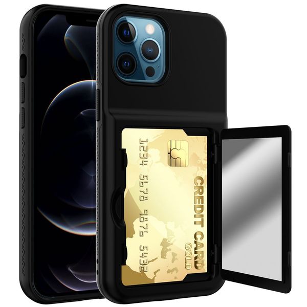Custodie a portafoglio con porta carte di credito Specchio nascosto, custodia protettiva antiurto a tre strati per iPhone 13 Pro max 13 6.1 13 MINI 5.4