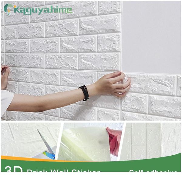 

kaguyahime самоклеящийся 3d наклейки на стену водонепроницаемый diy пена кирпичная стена бумаги телевизор фона декор мраморные обои цветнойф