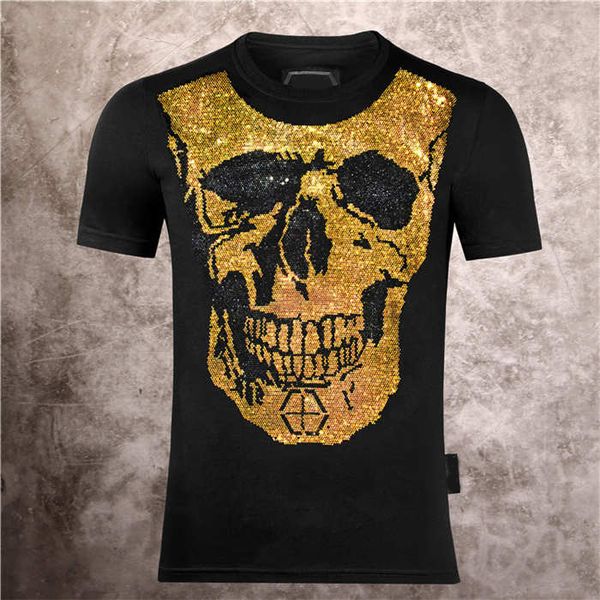 

men's t-shirts new men's skull smiling face printing phillip plain fashion casual summer short sleeve t-shirt comfort, White;black