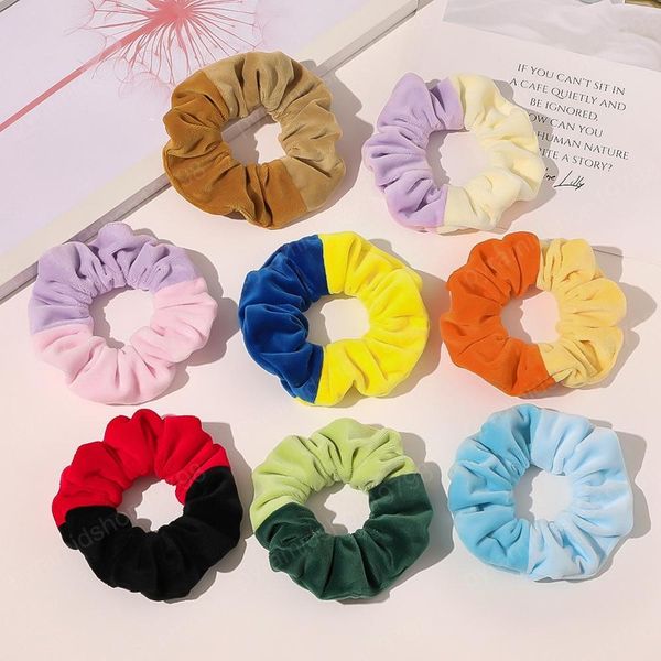

8 colors fashion velvet headband tie dye hair band girls woman large intestine ponytail holder hairbands kids hair accessories, Slivery;white