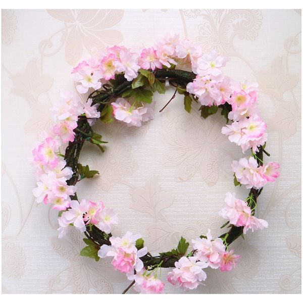 

230 см silk sakura вишневая виноградная лоза lvy свадебная арка украшения макет домашняя вечеринка ротанга настенные висячие гирлянды смена