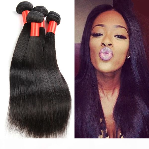 

3 4 bundles virgin brazilian hair malaysian peruvian mongolian cambodian indian unprocessed straight human hair bundles hair, Black