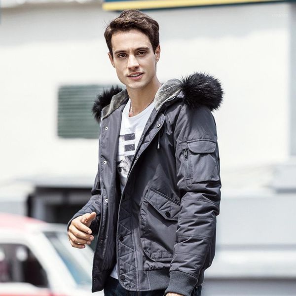 

2018 new men's autumn and winter coatscotton-padded clothes men's european and american style jackets hooded parkas1, Black