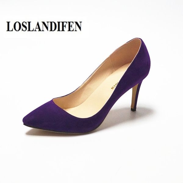 

loslandifen women's purple shoes high heel summer spring stiletto shoes pointed toe 6cm 8cm 11cm escarpins femme size 42 y200111, Black
