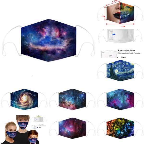 

fast ship reusable starry digital print cotton washable breathable dustproof anti smog pm2.5 protective masks  3 ndg8i