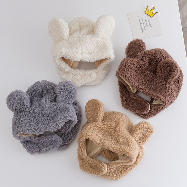 

baby stuff accessories winter baby girls boys warm ears hats autumn soft beanie hat ear plush cap fuzzy solid hats props, Yellow