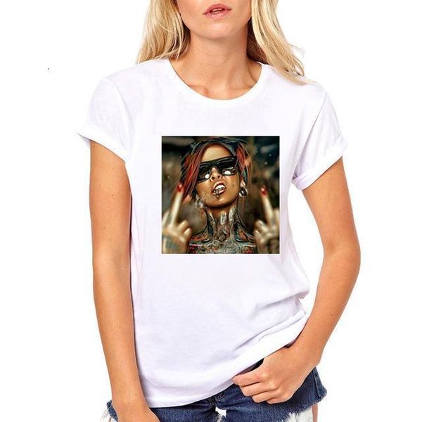 

zoganki cartoon summer female funny spoof creative personality large size loose short-sleeved fashion t-shirt casual women, White