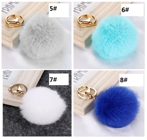 

real soft rabbit fur lovely gold metal key chains ball pom poms plush keychain accessories wcw021, Silver