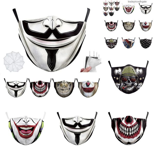 

designer digital print halloween masks men masquerade fashion party joker face 490k
