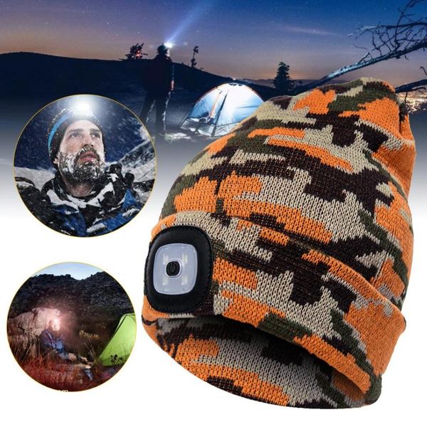 

led beanie hat with light hip hop knit hat adjustable brightness headlamp warm winter knitted with led, Black