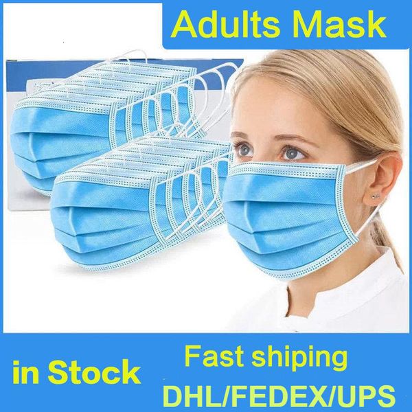 

masks ear-loop layer face mouth 3 cover 3-ply non-woven disposable mask soft breathable outdoor part dhl shipp